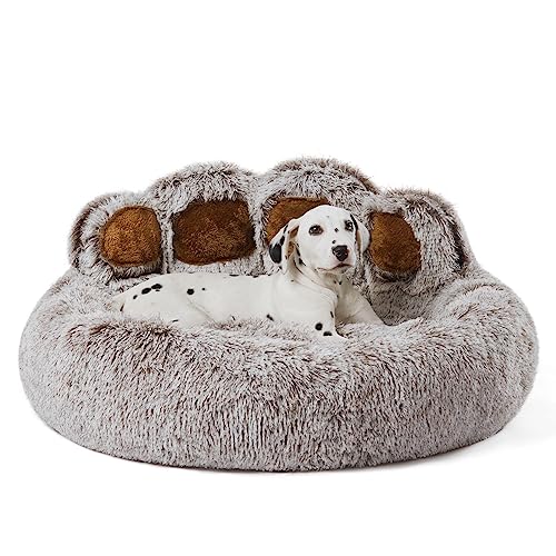 Jiupety Pet Round Hundebett von Pfote Form,Beruhigendes Donut-Hundebettn,Kunstfell-Katzenbett, Jumbo Größe Der Durchmesser beträgt 81cm, bequem und weich,waschmaschinenfest, grau Jiupety Pet Round Hundebett von Pfote Form,Beruhigendes Donut-Hundebettn,Kunstfell-Katzenbett, Jumbo Größe Der Durchmesser beträgt 81cm, bequem und weich,waschmaschinenfest, grau von Jiupety
