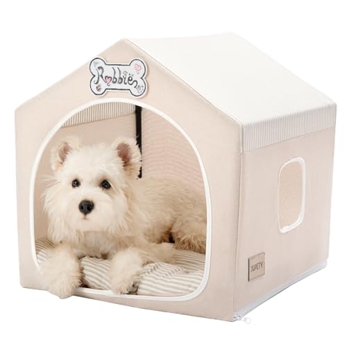 Jiupety Hundehöhle Hundehütte Indoor mit Rahmen, Waschbare, Zusammenklappbare Hundezelt, Hundehaus für Drinnen, Belüftbares Hundebett mit Dach für 4-9 kg, M Größe 43x43x43 cm, Beige Jiupety Hundehöhle Hundehütte Indoor mit Rahmen, Waschbare, Zusammenklappbare Hundezelt, Hundehaus für Drinnen, Belüftbares Hundebett mit Dach für 4-9 kg, M Größe 43x43x43 cm, Beige von Jiupety