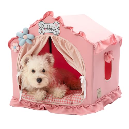 Jiupety Hundehöhle Hundehütte Indoor mit Rahmen, Waschbare, Zusammenklappbare Hundezelt, Hundehaus für Drinnen, Belüftbares Hundebett mit Dach für 4-9 kg, M Größe 43x43x43 cm, Pink Jiupety Hundehöhle Hundehütte Indoor mit Rahmen, Waschbare, Zusammenklappbare Hundezelt, Hundehaus für Drinnen, Belüftbares Hundebett mit Dach für 4-9 kg, M Größe 43x43x43 cm, Pink von Jiupety