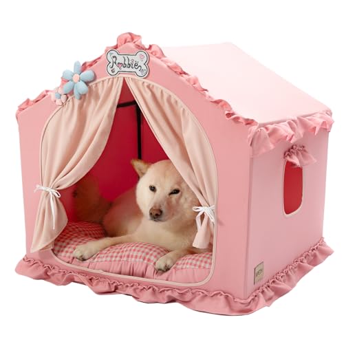 Jiupety Hundehöhle Hundehütte Indoor mit Rahmen, Waschbare, Zusammenklappbare Hundezelt, Hundehaus für Drinnen, Belüftbares Hundebett mit Dach für 9-18 kg, L Größe 64x64x64 cm, Pink Jiupety Hundehöhle Hundehütte Indoor mit Rahmen, Waschbare, Zusammenklappbare Hundezelt, Hundehaus für Drinnen, Belüftbares Hundebett mit Dach für 9-18 kg, L Größe 64x64x64 cm, Pink von Jiupety