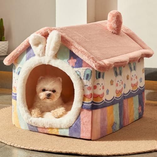 Jiupety Hundehöhle Kleine Hunde mit süßen Hasenohren, Hundehütte Indoor für Kleine Hunde, Hundehaus für Drinnen, Größe L Hundebett mit Dach, Rainbow Bunny Jiupety Hundehöhle Kleine Hunde mit süßen Hasenohren, Hundehütte Indoor für Kleine Hunde, Hundehaus für Drinnen, Größe L Hundebett mit Dach, Rainbow Bunny von Jiupety