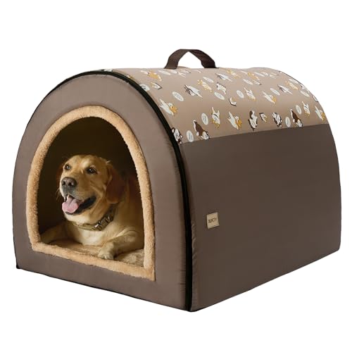 Jiupety Hundehütte Indoor Große Hunde Isoliert,2-in-1 Hundehöhle Kuschelhöhle, Größe 3XL (99 x 81 x 71 cm) Hundehaus für Drinnen, Dog House, Welpenbraun Jiupety Hundehütte Indoor Große Hunde Isoliert,2-in-1 Hundehöhle Kuschelhöhle, Größe 3XL (99 x 81 x 71 cm) Hundehaus für Drinnen, Dog House, Welpenbraun von Jiupety