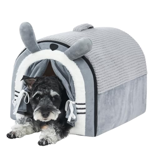 Jiupety Hundehöhle Mittelgroße Hunde mit Vorhängen, Tragbare Hundehütte Innen mit Tragegriff, Größe L Hundehaus Indoor für Kleine und Mittelgroße Hunde, Waschbare Polsterung, Grau Jiupety Hundehöhle Mittelgroße Hunde mit Vorhängen, Tragbare Hundehütte Innen mit Tragegriff, Größe L Hundehaus Indoor für Kleine und Mittelgroße Hunde, Waschbare Polsterung, Grau von Jiupety