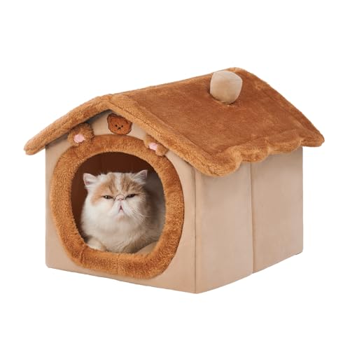 Jiupety Katzenhaus Indoor mit süßen Bärenohren, Katzenhöhle Warm für Katze und Welpen, Größe S Cat House mit Dach, Brown Bear Jiupety Katzenhaus Indoor mit süßen Bärenohren, Katzenhöhle Warm für Katze und Welpen, Größe S Cat House mit Dach, Brown Bear von Jiupety