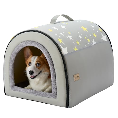 Jiupety Mittelgroße Hundehütte, 2 in 1 Hundehütte, XL Größe für mittelgroße Hunde, tragbare Hundehütte für mittelgroße Hunde, Grau von Jiupety