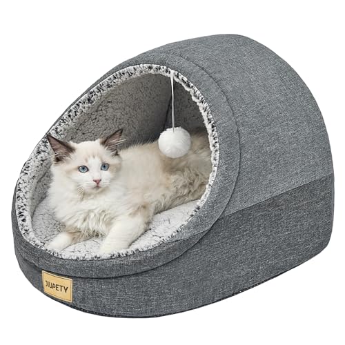 Jiupety Nettes Katzenhöhle, Katzenhaus Katzenkorb, Katzenbett mit rutschfestem Boden, Katzenkörbchen mit Waschbare Abnehmbare Kissen, M(41 cm x 41 cm x 33 cm), Dark Gray Jiupety Nettes Katzenhöhle, Katzenhaus Katzenkorb, Katzenbett mit rutschfestem Boden, Katzenkörbchen mit Waschbare Abnehmbare Kissen, M(41 cm x 41 cm x 33 cm), Dark Gray von Jiupety