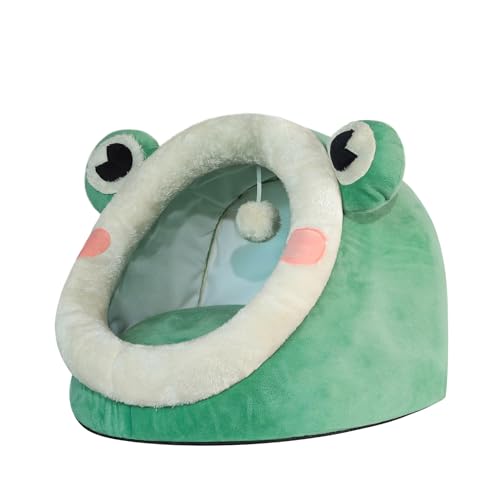 Jiupety Niedliches Katzenbett, Innen, schönes Kristallsamt-Iglu für Katze, warmes Höhlen-Schlafnest für Welpen und Kätzchen, grüner Frosch, S Jiupety Niedliches Katzenbett, Innen, schönes Kristallsamt-Iglu für Katze, warmes Höhlen-Schlafnest für Welpen und Kätzchen, grüner Frosch, S von Jiupety