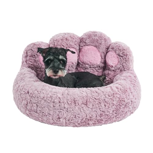 Jiupety Round Hundebett Flauschig von Pfote Form, Donut-Hundebetten, Hundebett Kleine Hunde Größe 66cm, Dog Bed Bequem und Weich, Hundebettn Waschbar, Violett von Jiupety