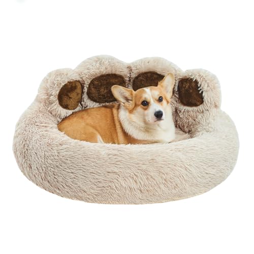 Jiupety Round Hundebett Flauschig von Pfote Form, Donut-Hundebetten, Hundebett Mittelgroße Hunde Größe 81 cm, Dog Bed Bequem und Weich, Hundebett Waschbar, Kamel Jiupety Round Hundebett Flauschig von Pfote Form, Donut-Hundebetten, Hundebett Mittelgroße Hunde Größe 81 cm, Dog Bed Bequem und Weich, Hundebett Waschbar, Kamel von Jiupety