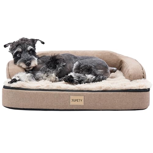 Jiupety Orthopädisches Hundebett Mittelgroße Hunde Waschbar, Eierschalenstruktur Schwamm Hundesofa M 66 x 51 x 17 cm, Wasserdicht Hundekissen, Abnehmbares Hundekorb, Dog Bed Brown von Jiupety