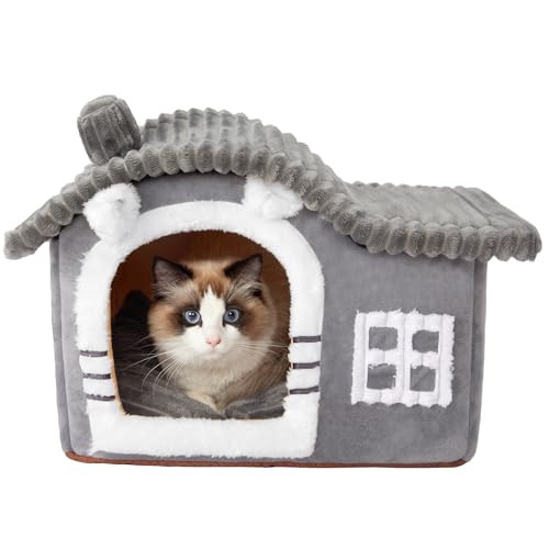 Jiupety Bärenohren-Katzenhaus Indoor, Schornstein-Katzenbett Höhle, Katzenhöhle Warm für 1.4-4.5 kg Katze und Hunde, Faltbare Mit Herausnehmbarem Cat House Cat Bed für alle Jahreszeiten Jiupety Bärenohren-Katzenhaus Indoor, Schornstein-Katzenbett Höhle, Katzenhöhle Warm für 1.4-4.5 kg Katze und Hunde, Faltbare Mit Herausnehmbarem Cat House Cat Bed für alle Jahreszeiten von Jiupety