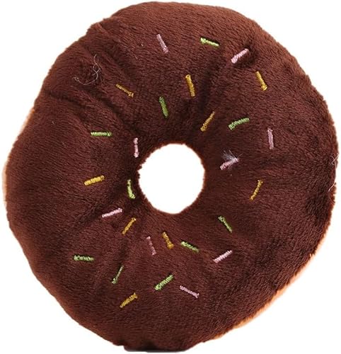 Jizlan 1 x Donut-Kauspielzeug für Hunde, weiches Plüsch-Donut-Sound-Spielzeug, niedliches Haustier-Bissquietschgeräusch, Welpen, Hund, Plüsch-Kauspielzeug, Haustierzubehör für Welpen (Kaffee) von Jizlan