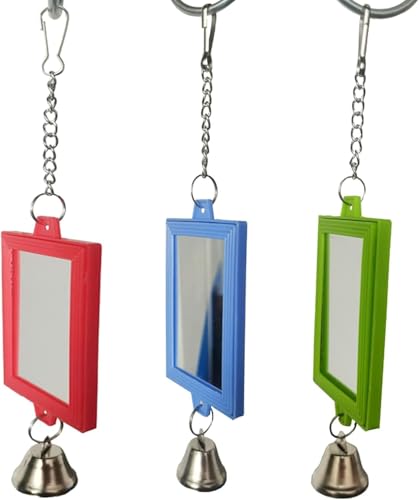 Jizlan 1 x Vogelspiegel für Haustiere, mit Glocke, interaktives Spielzeug für Wellensittiche, Sittiche, Sittiche, Haustierbedarf, zufällige Farbe von Jizlan