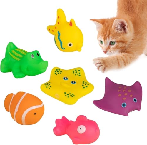 Jizlan Interaktives Spielzeug für Katzen, Pool-Spielzeug, schwimmendes Wasserspielzeug, Haustier-Kätzchen, Schwimmen, Badespielzeug, Sensorik, Katzen, 6 Stück von Jizlan