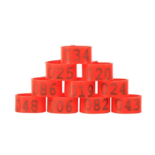 Jksdp 100Pcs 16mm/20mm/25mm Geflügel Hühner Enten Gänsekeule Bands Ringe Clip-On Geflügel Identification Band rot von Jksdp