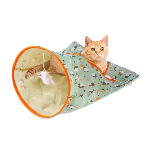 Jlkegfdf Faltbare Katzentunneltasche, interaktive Haustier-Katzenröhren, bezauberndes -Design, robuste, kreative Katzen-Crinkle-Tasche mit Plüschball oder kleinen, mittelgroßen, großen Katzen von Jlkegfdf