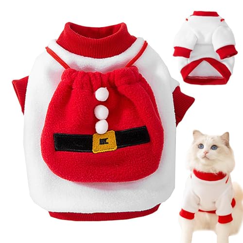 Jlkegfdf Hunde-Weihnachtsmann-Kleidung – Plüsch-Pullover für Katzen, Winter-Kapuzenpullover, weicher Plüsch-Winter-Kapuzenpullover, Mantel, Kleidung, Cosplay-Kostüme für Hunde und Katzen von Jlkegfdf