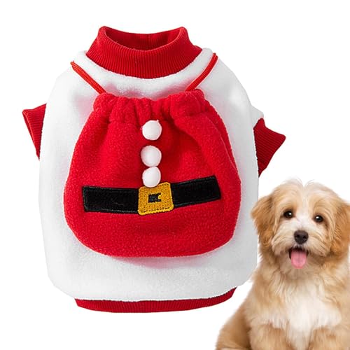 Jlkegfdf Katzen-Weihnachtsmann, Welpen-Plüsch-Pullover, Weihnachts-Outfit, weicher Plüsch-Winter-Kapuzenpullover, Mantel, Kleidung, Cosplay-Kostüme für Hunde und Katzen von Jlkegfdf