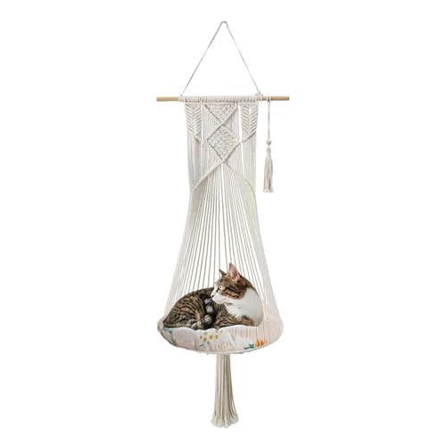 Jlkegfdf Makramee-Katzen-Hängematte, Haustier-Makramee-Hängematte – handgewebte Baumwollseil-Betten, Bettschaukel für , Ecke, , Garten Jlkegfdf Makramee-Katzen-Hängematte, Haustier-Makramee-Hängematte – handgewebte Baumwollseil-Betten, Bettschaukel für , Ecke, , Garten von Jlkegfdf