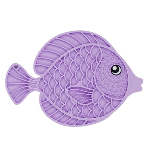 Jlkegfdf Slow Feeder Matte, Fischförmiges Leckpad für Hunde, sicheres Leckspielzeug für Hunde mit Saugnapf, langsames Füttern, Welpenanreicherungsspielzeug, Silikon-Hunde-Leckpad für Hunde, Katzen von Jlkegfdf