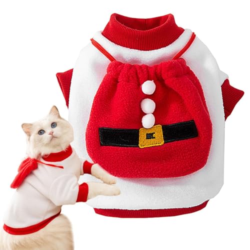 Jlkegfdf Weihnachts-Hundekleidung, Weihnachtsmann, Welpen-Plüschpullover, Haustier-Katzen-Weihnachts-Outfit, weiche Plüsch-Weihnachtskleidung, Weihnachtsmann-Hundekostüm für kleine, mittelgroße Hunde von Jlkegfdf