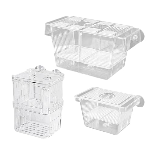 3-teilige Fischzuchtkammer – Aquarium-Kindergarten, Inkubationsbox | Mehrzweck-Frittiertank, Eierablagegehege, Inkubatorbehälter, 5 * 3 * 4 Zoll von Jlobnyiun
