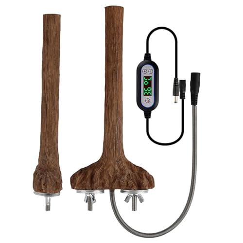 Heizbare Vogelstange für Käfig, beheizte Vogelstange für Papageien, Stange für Sitzstange aus simuliertem Holz | Halterung für Warmhaltestation und Pack von Jlobnyiun