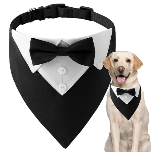 Hunde-Hochzeits-Bandana-Halsband | Hundehalsband Bandana Fliege | Verstellbares, atmungsaktives, formelles Hochzeits-Hundehalstuch, Hunde-Hochzeitsfliege für mittelgroße und große Hunde von Jlobnyiun