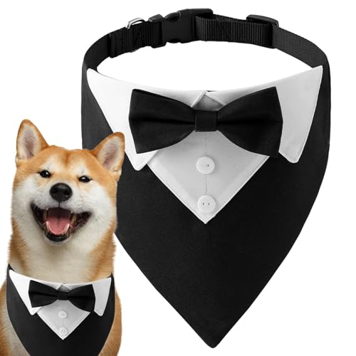 Hunde-Hochzeits-Bandana-Halsband | Hundehalsband Bandana Fliege | Verstellbares, atmungsaktives, formelles Hochzeits-Hundehalstuch, Hunde-Hochzeitsfliege für mittelgroße und große Hunde von Jlobnyiun