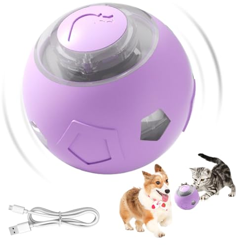 Jlobnyiun Automatischer Hundeball - Rollendes Katzen Spielzeug Mit Automatischem Antrieb | Leises Haustier Spielzeug Mit LED-Beleuchtung Für Welpen Und Kätzchen Zur Indoor-Beschäftigung von Jlobnyiun