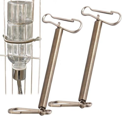 Jlobnyiun Drahthalter für Wasserflaschen – 2 x Federschnallenclips aus Legierung für Kleintier-Flaschenkäfige | Trinkhalter für Kaninchen, Meerschweinchen, Hamster, Käfighalterung für Haustiere und von Jlobnyiun