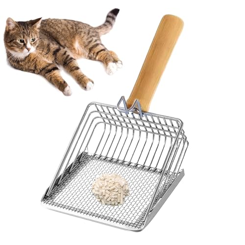 Jlobnyiun Katzenschaufel für Katzentoilette, Kätzchenkotschaufel mit ergonomischem Griff, Antihaft-Siebschaufel, einfache Reinigung, Kotheber mit Holzgriff für den Innenbereich Jlobnyiun Katzenschaufel für Katzentoilette, Kätzchenkotschaufel mit ergonomischem Griff, Antihaft-Siebschaufel, einfache Reinigung, Kotheber mit Holzgriff für den Innenbereich von Jlobnyiun