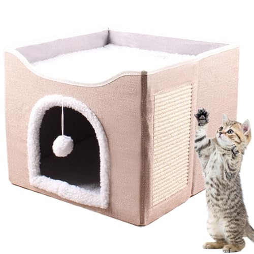 Katzenhöhlenbett, Katzenhäuser Für Innenkatzen | Faltbares Haus Großes Katzenbett - Süße Eigentumswohnung Haustier Nest Cube House Plüschkugel Und Kratzpolster Für Kätzchen, Welpen, Kleine Tiere S Katzenhöhlenbett, Katzenhäuser Für Innenkatzen | Faltbares Haus Großes Katzenbett - Süße Eigentumswohnung Haustier Nest Cube House Plüschkugel Und Kratzpolster Für Kätzchen, Welpen, Kleine Tiere S von Jlobnyiun