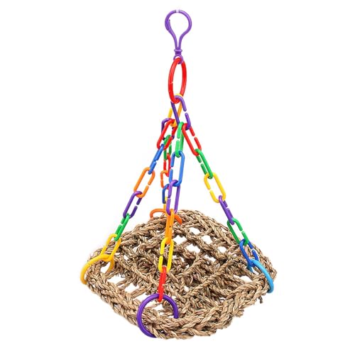 Vogel -Seegrass -Swing - -Hängemattenspielzeug, natürliches Kletternetz | Langlebig bissbeständiger Käfigzubehör mit Farbiger Kette und Schnalle, umweltfreundlich für kleine Haustiervögel Co Vogel -Seegrass -Swing - -Hängemattenspielzeug, natürliches Kletternetz | Langlebig bissbeständiger Käfigzubehör mit Farbiger Kette und Schnalle, umweltfreundlich für kleine Haustiervögel Co von Jlobnyiun