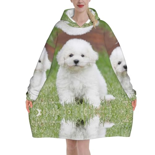 Jmorco Bichon Frisé-Hundedecke, Kapuzenpullover, übergroß, tragbar, warm, Überwurf, Decke, Sweatshirt für Damen, Herren, Teenager, 280 g Flanell Jmorco Bichon Frisé-Hundedecke, Kapuzenpullover, übergroß, tragbar, warm, Überwurf, Decke, Sweatshirt für Damen, Herren, Teenager, 280 g Flanell von Jmorco