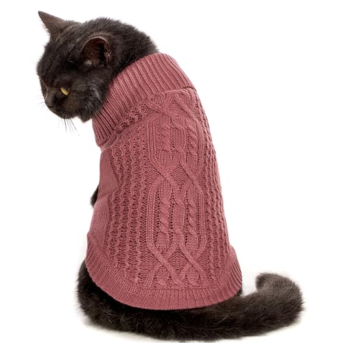 Jnancun Katzenpullover, 16 Farben, Rollkragenpullover, gestrickt, ärmellos, warmer Winter-Kätzchen-Kleidung, Outfits für Katzen oder kleine Hunde in der kalten Jahreszeit (Ahornblattrot, Größe XS) Jnancun Katzenpullover, 16 Farben, Rollkragenpullover, gestrickt, ärmellos, warmer Winter-Kätzchen-Kleidung, Outfits für Katzen oder kleine Hunde in der kalten Jahreszeit (Ahornblattrot, Größe XS) von Jnancun
