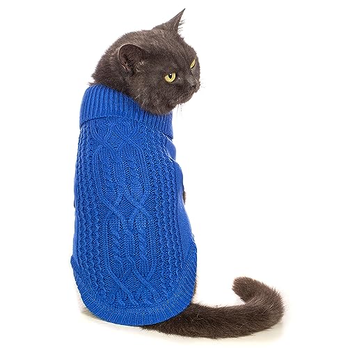 Jnancun Katzenpullover, Rollkragenpullover, ärmellos, gestrickt, warm, für den Winter, Kätzchen, Kleidung für Katzen oder kleine Hunde in der kalten Jahreszeit, Dunkelblau, Größe XS Jnancun Katzenpullover, Rollkragenpullover, ärmellos, gestrickt, warm, für den Winter, Kätzchen, Kleidung für Katzen oder kleine Hunde in der kalten Jahreszeit, Dunkelblau, Größe XS von Jnancun