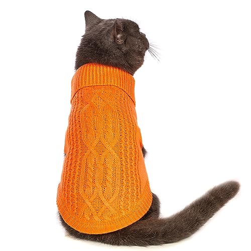 Jnancun Katzenpullover, Rollkragenpullover, ärmellos, gestrickt, warm, für den Winter, Kätzchen, Kleidung für Katzen oder kleine Hunde in der kalten Jahreszeit, Orange, Größe XS Jnancun Katzenpullover, Rollkragenpullover, ärmellos, gestrickt, warm, für den Winter, Kätzchen, Kleidung für Katzen oder kleine Hunde in der kalten Jahreszeit, Orange, Größe XS von Jnancun