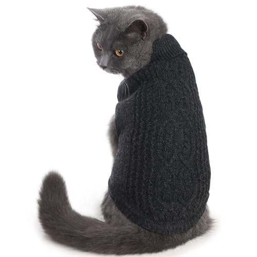 Jnancun Katzenpullover hält Ihre Haustiere gemütlich, 16 Farben, Rollkragen, gestrickt, ärmellos, Katzenkleidung, Winter-Outfits für Katzen und kleine Hunde in der kalten Jahreszeit (Dunkelgrau, Größe Jnancun Katzenpullover hält Ihre Haustiere gemütlich, 16 Farben, Rollkragen, gestrickt, ärmellos, Katzenkleidung, Winter-Outfits für Katzen und kleine Hunde in der kalten Jahreszeit (Dunkelgrau, Größe von Jnancun