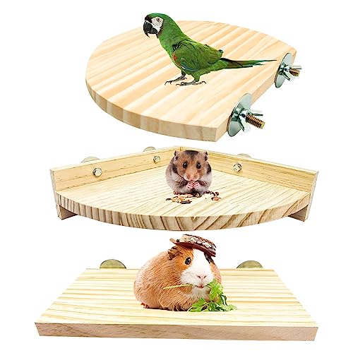 Joayuezo 3 Stück Naturholz Ständer Plattform Spielzeug Holz Springen Klettern Sprungbrett Spielzeug Zubehör für Kleintier Vögel und Hamster (B) von Joayuezo