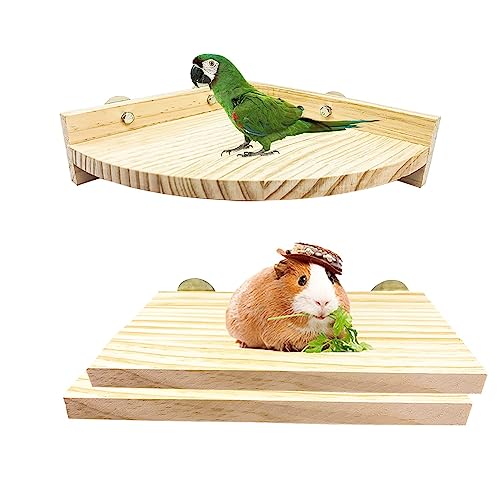 3 Stück Naturholz Ständer Plattform Spielzeug Holz Springen Klettern Sprungbrett Spielzeug Zubehör für Kleintier Vögel und Hamster (C) von Joayuezo