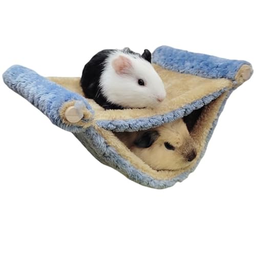 Joayuezo Kleintier Hängematte Doppellagig Hängematte Käfig Nest Zubehör für Nagetiere Ratten Mäuse Chinchilla Hamster (L,Blue) von Joayuezo