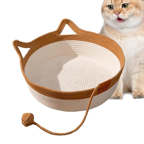 Cat Basket Bed - Cat Beds for Indoor Cats | Hand Woven Cat Bed | Cat Scratch Board with Cute Ear | Washable Pet Bed Nest with Cotton Rope | Foldable Cat Nest for Comfortable Nap Time & Indoor Cats Cat Basket Bed - Cat Beds for Indoor Cats | Hand Woven Cat Bed | Cat Scratch Board with Cute Ear | Washable Pet Bed Nest with Cotton Rope | Foldable Cat Nest for Comfortable Nap Time & Indoor Cats von Joberio