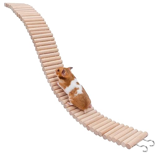 Hamsterleiterbrücke | 2-in-1 stabile Hamsterbrücke Mäuseleiter | Multifunktionales, harmloses und Flexibles Holzspielzeug und Käfigzubehör für Hamster, Mäuse und Chinchillas Joberio von Joberio