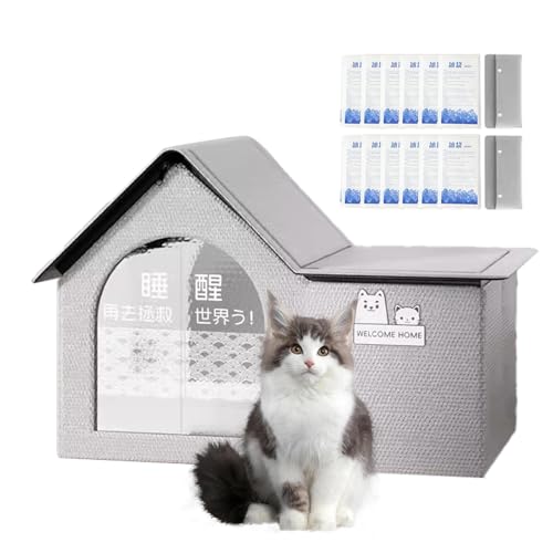 Haustier-Kühlhaus – Katzenklimatisiertes Haus belüftet mit 10 Kühlakkus | Katzenklimatisiertes Haus belüftet mit 10 Kühlakkus | 53 x 43 x 38 cm Sommer Haustier Kühlhaus für Katze Hund (M) von Joberio