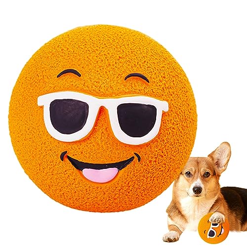 Joberio Hunde-Apportierball,Weiches Hundespielzeug aus Gummi mit lustigem Gesichtsdesign | Langlebiges, weiches, quietschendes Gummispielzeug, Latex-Welpen-Hundespielzeugball für kleine, mittelgroße von Joberio