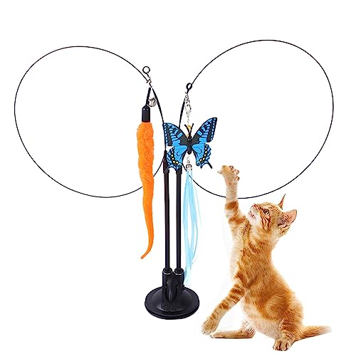 Joberio Katzen-Stäbchen - Kätzchen-Spielzeug, neckendes Katzen-Zauberstab-Spielzeug - Tragbares Katzenfederspielzeug für den Innenbereich, Katzenspielzeug für Haustiere, interaktiver von Joberio