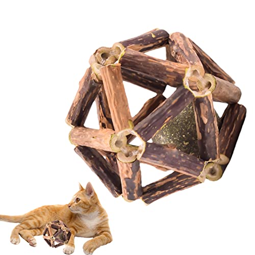 Joberio Silvervine Käfigbälle - Katzenspielzeug für Hauskatzen mit Glocke - Katzenspielzeug für Katzen im Innenbereich, Zähneputzen, Backenwerkzeuge, Katzenkauspielzeug, Kätzchenspielzeug von Joberio