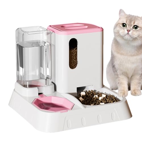 Pet Automatic Feeder, 2-in-1 Transparent Automatischer Wasser- & Futterspender, Katzenfutterstation, Automatischer Katzenfutterspender, Anti-Rutsch Große Kapazität Pet Feeding Supplies, Press Cat von Joberio