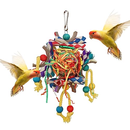 Spielzeug zum Zerkleinern von Vögeln - Buntes Vogelschnitzelpapier - Vogelseil-Sitzstange für kleine Vogelsittiche, Papageien, Lovebirds, Nymphensittiche Joberio von Joberio